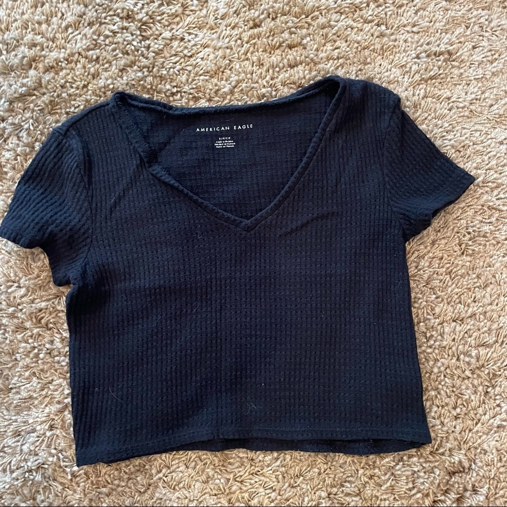 American Eagle, black crop top, S